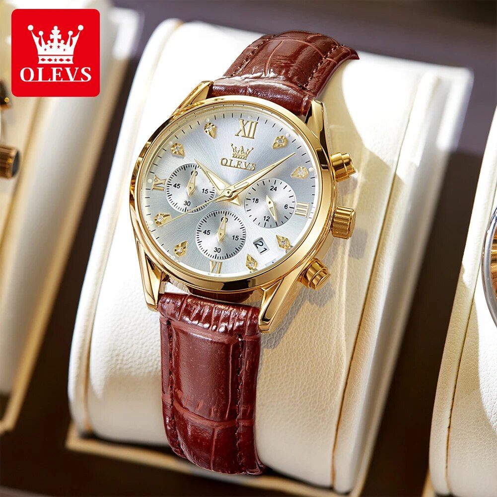 Luxury Watch For Sale - OLEVS 5523 Women's Watches Leather Strap