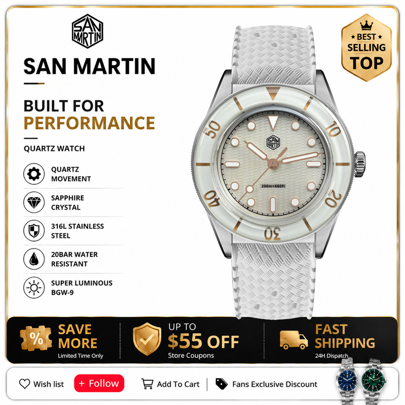 Guilloché Dial Watch - San Martin 32.5mm Women's Quartz Watch