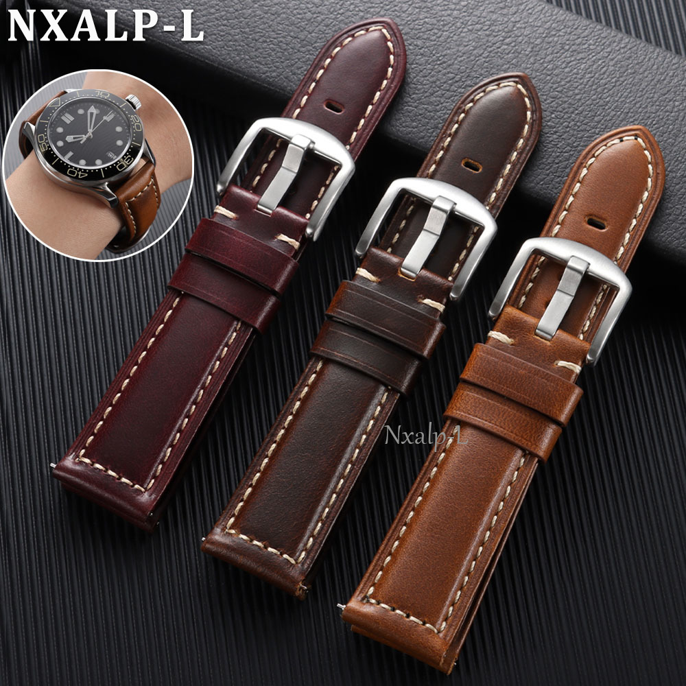 Oil Wax Cowhide Strap 18 20mm  - đánh giá và giá Omega Watch Speedmaster