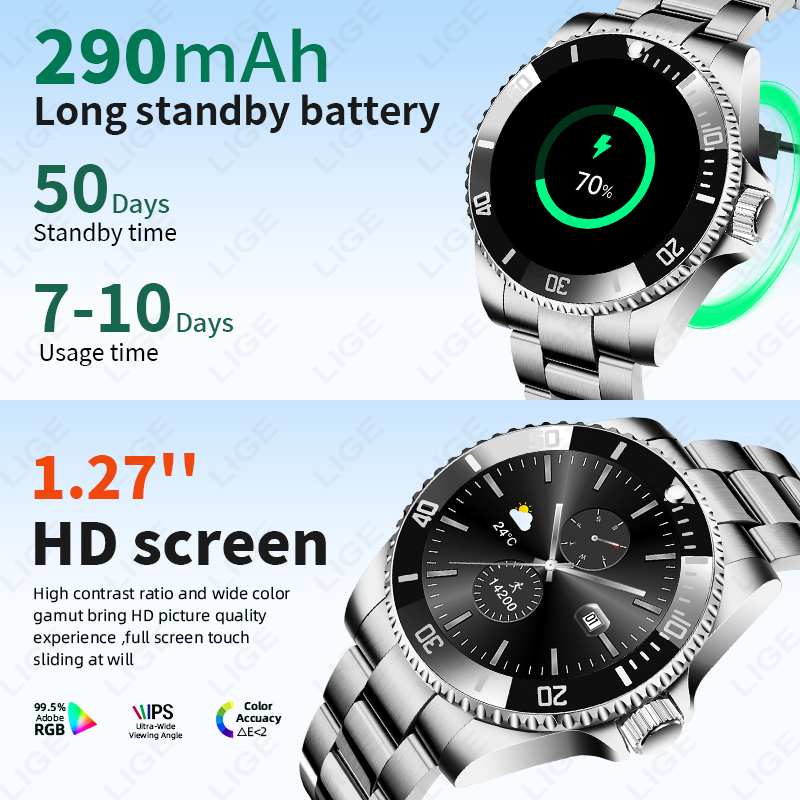 LIGE Smart Watch Luxury Steel  - đánh giá và giá Luxury Watch Korea