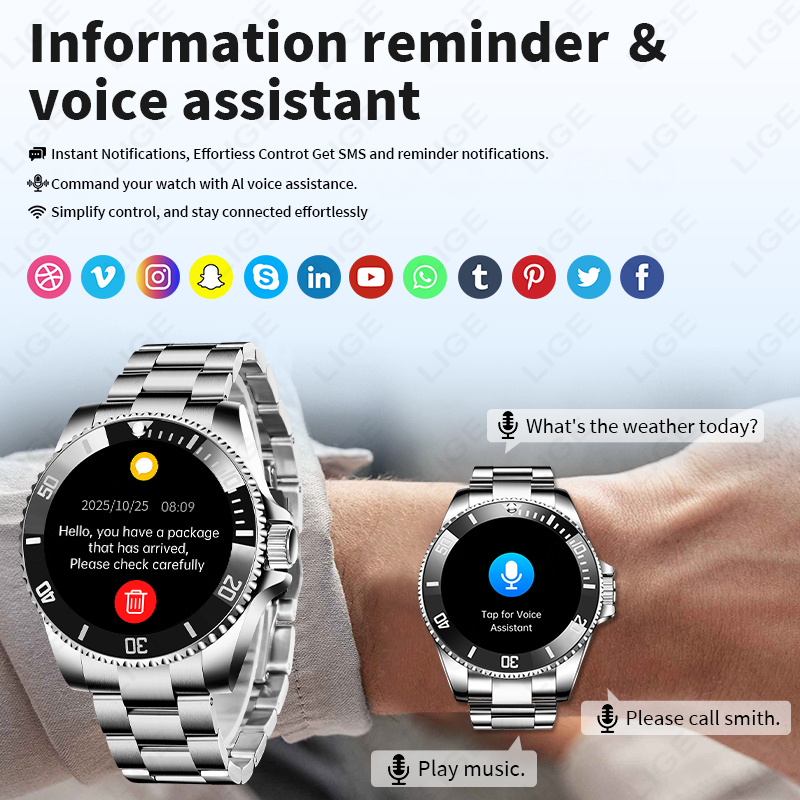 LIGE Smart Watch Luxury Steel  - đánh giá và giá Luxury Watch Korea