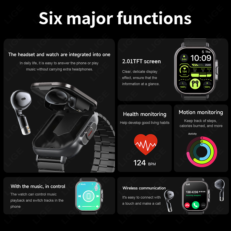 TWS 2in 1 Smart Watch with Hea - đánh giá và giá Luxury Watch Korea